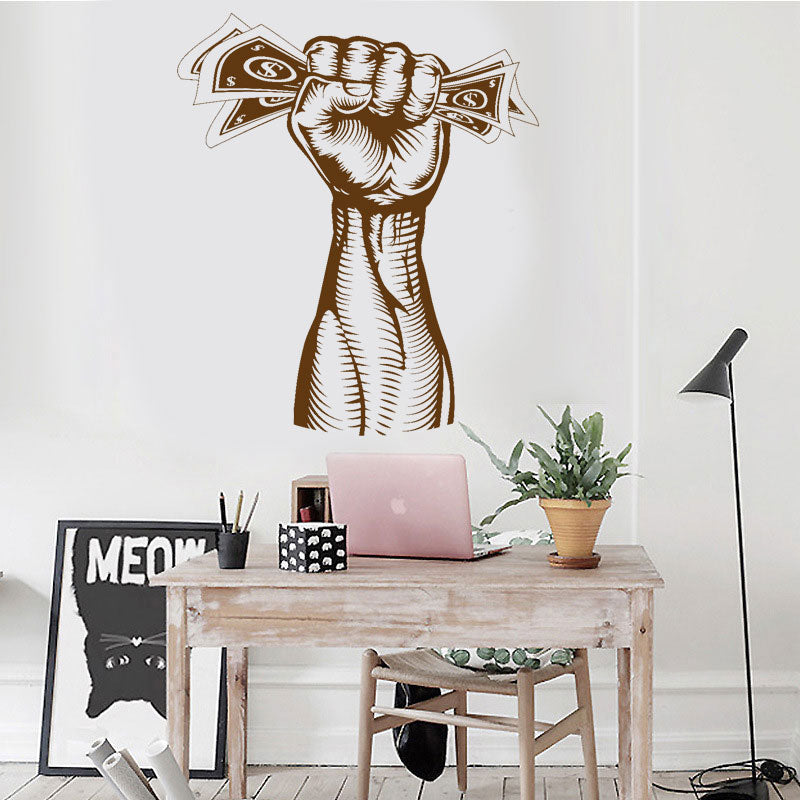 Hand With Money Wall Decals Dollars Inspirational Business Office Motivation Vinyl Sticker broker decor