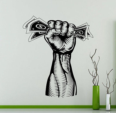 Hand With Money Wall Decals Dollars Inspirational Business Office Motivation Vinyl Sticker broker decor
