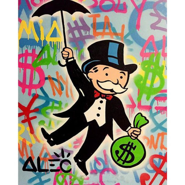 Rich Uncle Pennybags Northern Germany Monopoly guy Money Poster Painting on Canvas Bedroom Wall Decoration Pictures Home Decor