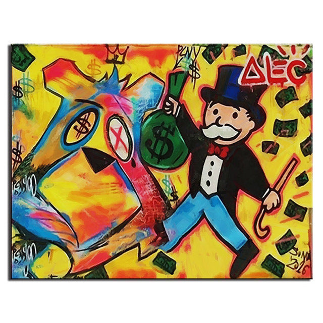 Rich Uncle Pennybags Northern Germany Monopoly guy Money Poster Painting on Canvas Bedroom Wall Decoration Pictures Home Decor