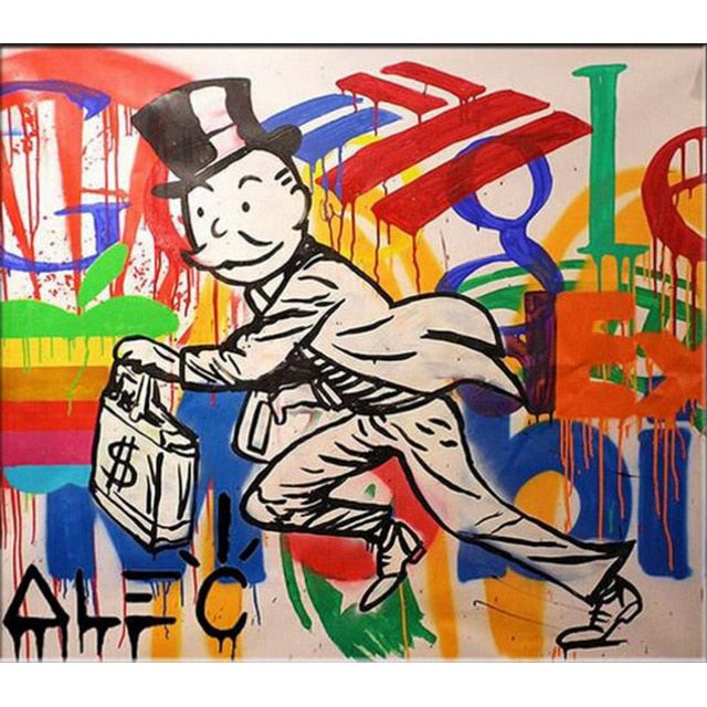 Rich Uncle Pennybags Northern Germany Monopoly guy Money Poster Painting on Canvas Bedroom Wall Decoration Pictures Home Decor