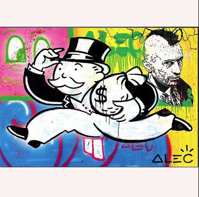 Rich Uncle Pennybags Northern Germany Monopoly guy Money Poster Painting on Canvas Bedroom Wall Decoration Pictures Home Decor