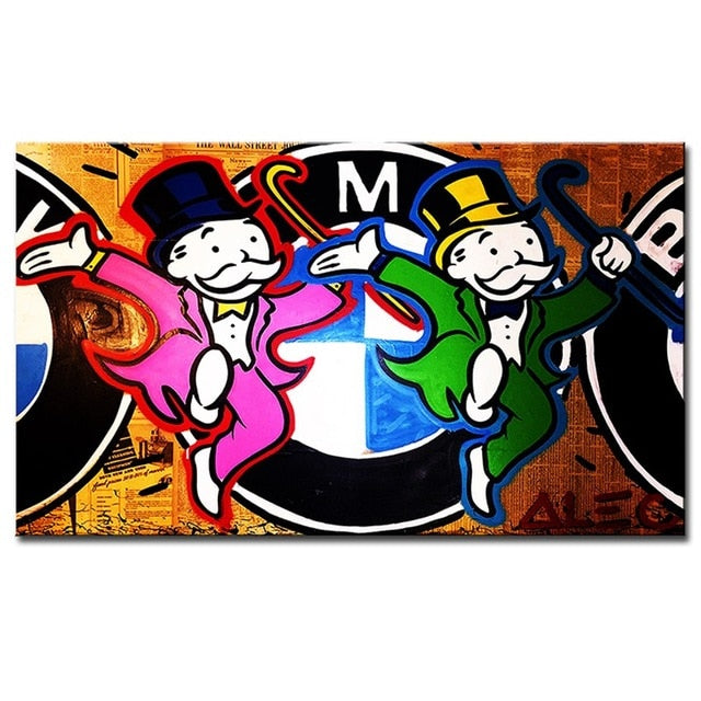 Rich Uncle Pennybags Northern Germany Monopoly guy Money Poster Painting on Canvas Bedroom Wall Decoration Pictures Home Decor