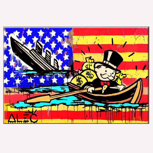 Rich Uncle Pennybags Northern Germany Monopoly guy Money Poster Painting on Canvas Bedroom Wall Decoration Pictures Home Decor