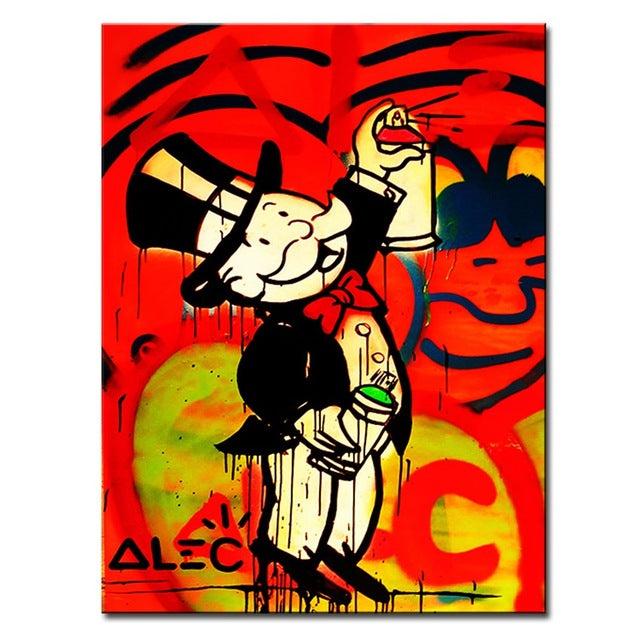 Rich Uncle Pennybags Northern Germany Monopoly guy Money Poster Painting on Canvas Bedroom Wall Decoration Pictures Home Decor