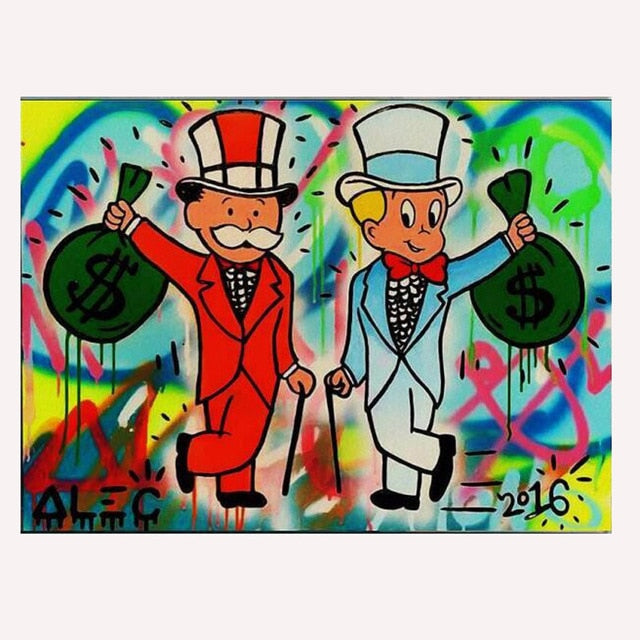 Rich Uncle Pennybags Northern Germany Monopoly guy Money Poster Painting on Canvas Bedroom Wall Decoration Pictures Home Decor