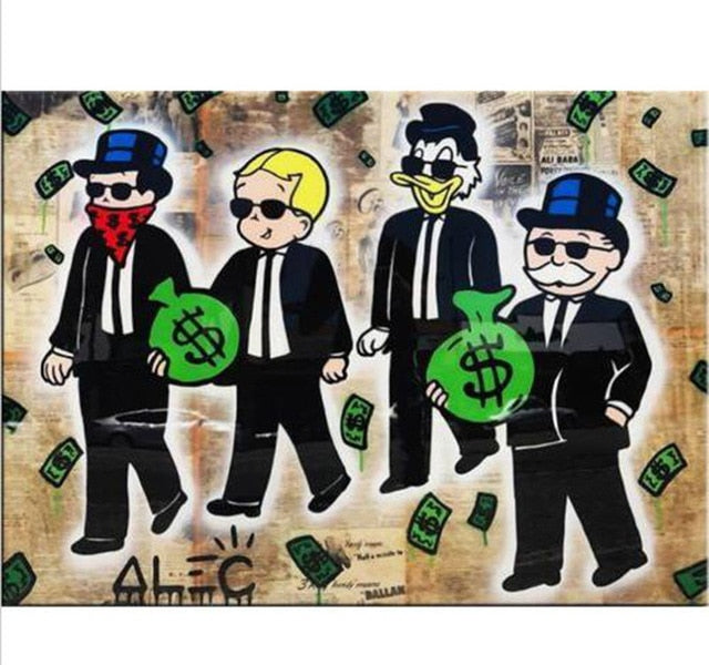 Rich Uncle Pennybags Northern Germany Monopoly guy Money Poster Painting on Canvas Bedroom Wall Decoration Pictures Home Decor