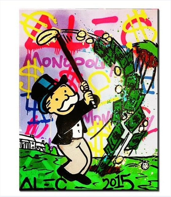 Rich Uncle Pennybags Northern Germany Monopoly guy Money Poster Painting on Canvas Bedroom Wall Decoration Pictures Home Decor