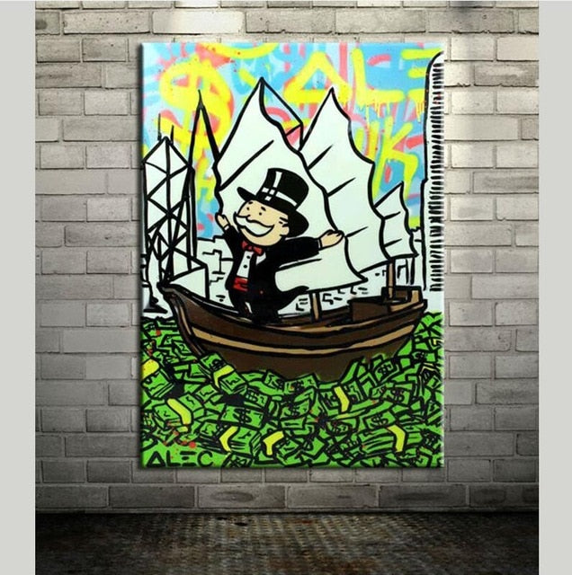 Rich Uncle Pennybags Northern Germany Monopoly guy Money Poster Painting on Canvas Bedroom Wall Decoration Pictures Home Decor