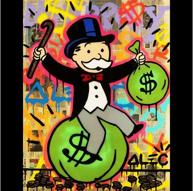 Rich Uncle Pennybags Northern Germany Monopoly guy Money Poster Painting on Canvas Bedroom Wall Decoration Pictures Home Decor