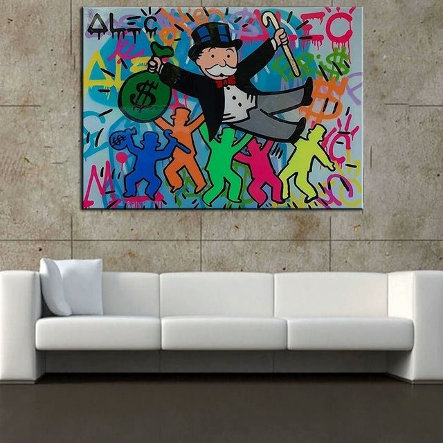 Rich Uncle Pennybags Northern Germany Monopoly guy Money Poster Painting on Canvas Bedroom Wall Decoration Pictures Home Decor