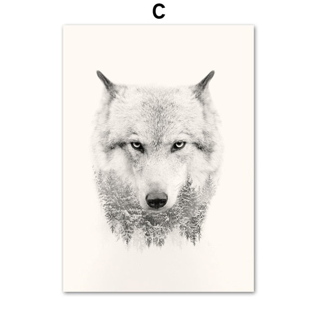 Bull Bear Wolf Abstract Poster And Prints Wall Art Canvas Painting