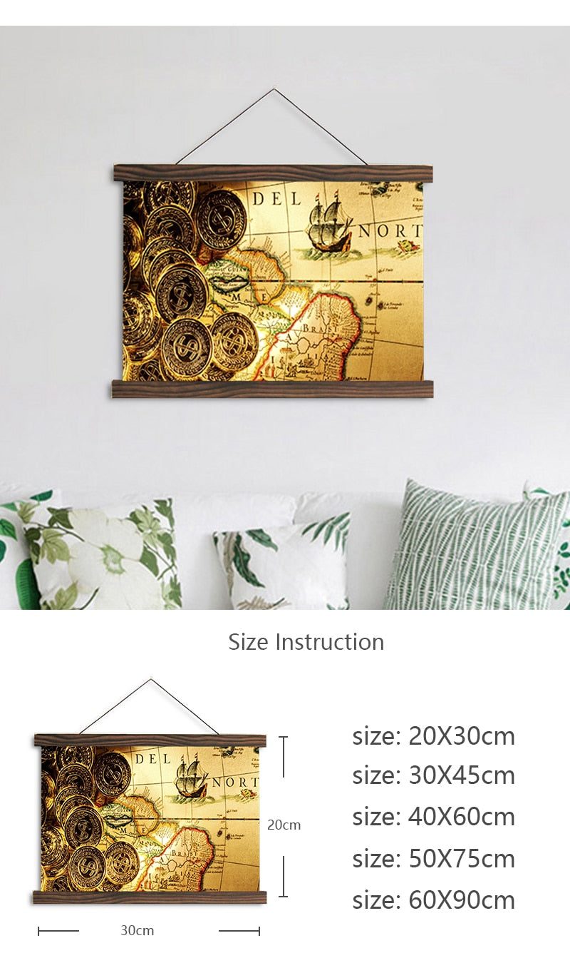 scroll paintings pirates money gold map