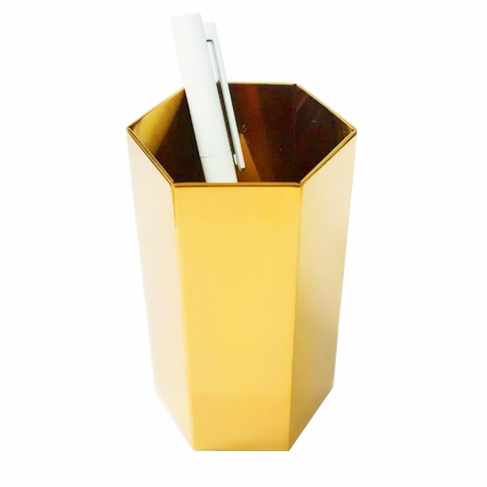 Luxury Desk Organizer Gold Stainless Steel Pencil Holder
