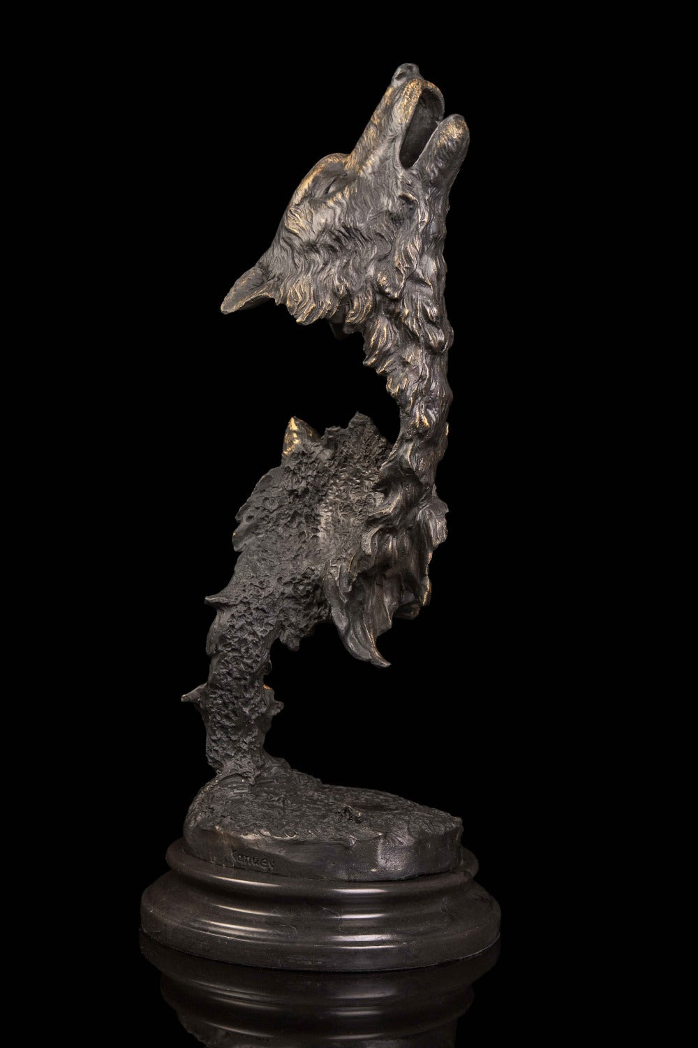 Bronze Wolf Heads sculptures Retro Artwork Office Decoration