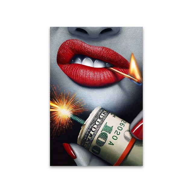 The Red Lips Gun Money Broker Decor