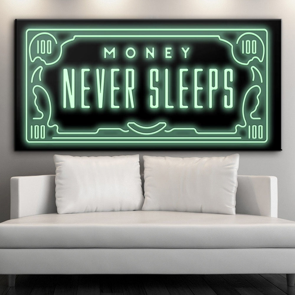 Money Never Sleep HD Canvas Print broker decor wall art painting print on canvas