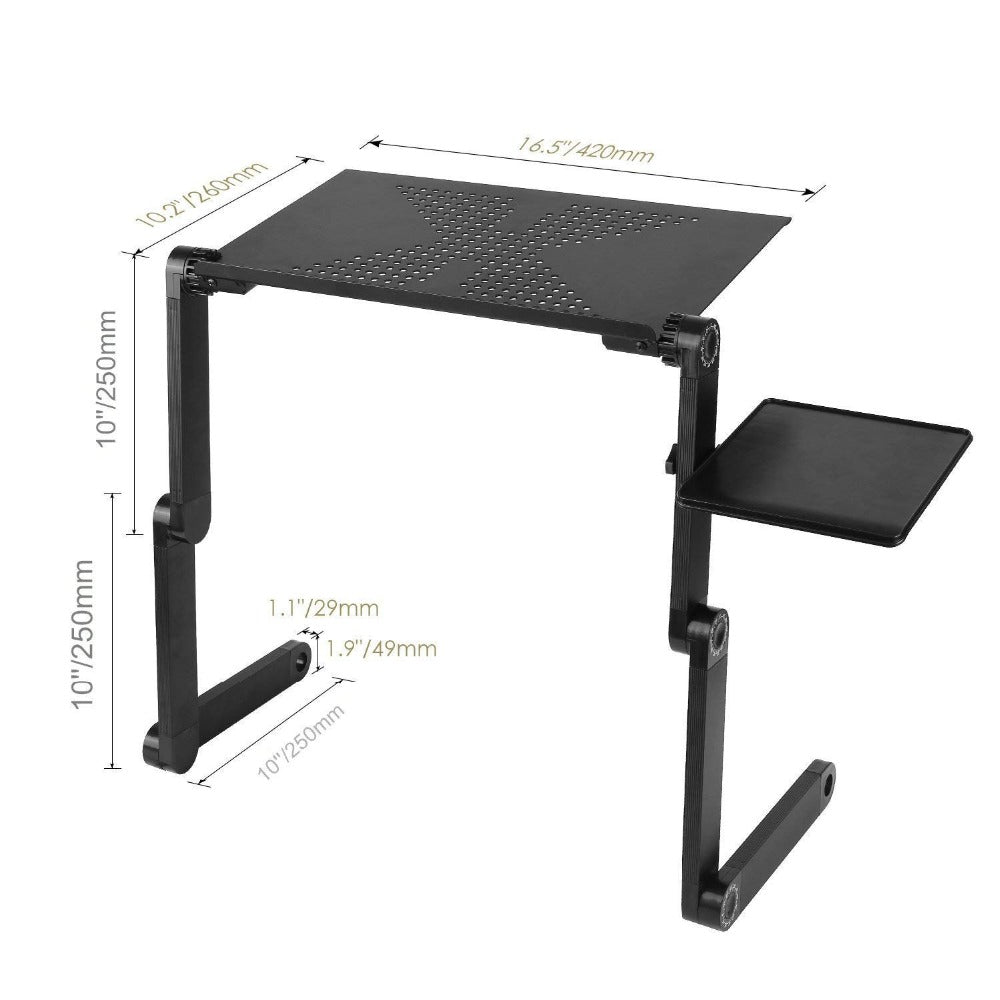 Executive Office Solutions Portable Adjustable Aluminum Laptop Desk Stand Table Vented w CPU Fans Mouse Pad Side Mount Notebook