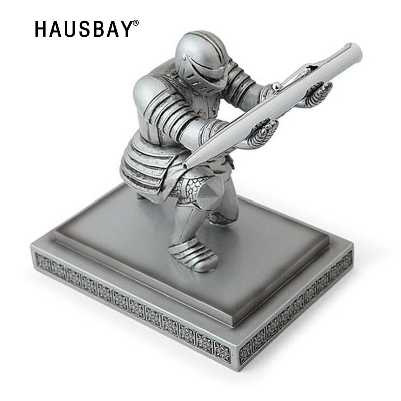 Desktop Executive Officer Knight Pen Seat Armor Hero Statue Pen Stand Holder Personality Office Decoration