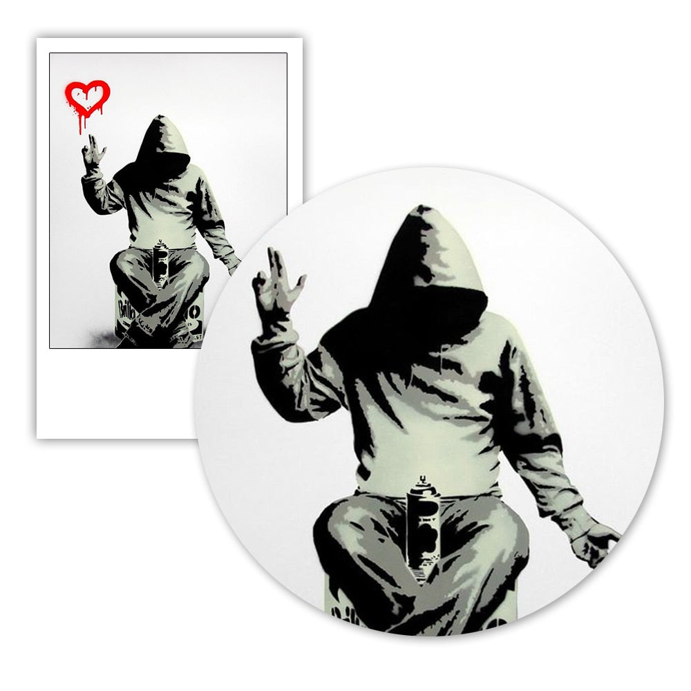 Banksy Street Graffiti Printable Painting Boy Love Money Wall Art Posters And Prints