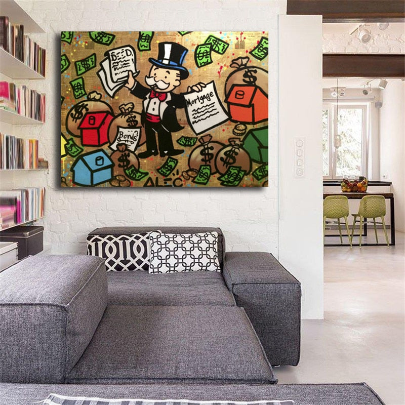 Money Man Graffiti Canvas Posters Prints Wall Art Painting broker decor