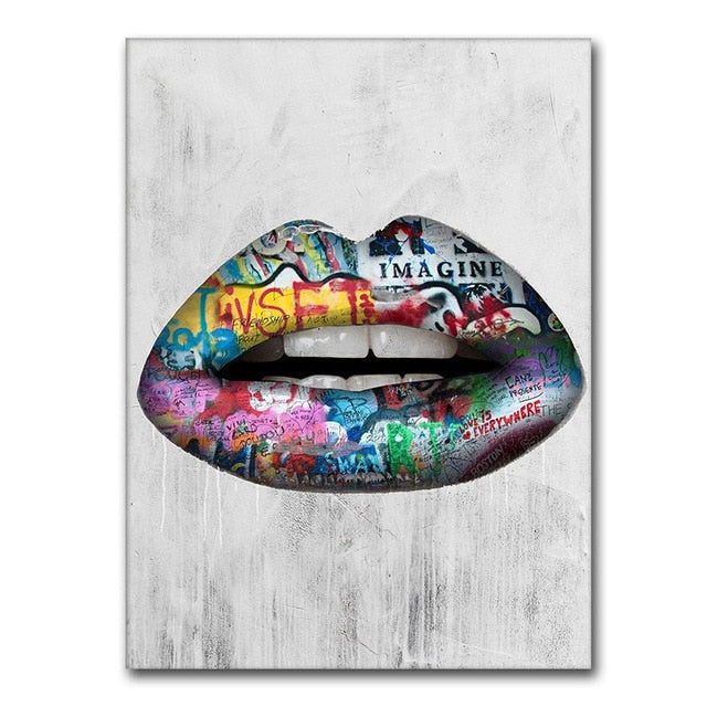 Poster and Print Picture Sexy Money Lips Painting Wall Pictures for Living Room Home Decor No Frame Canvas Painting Wall art