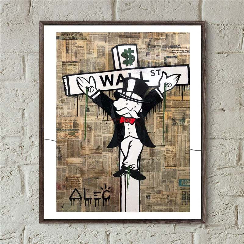 Wall Street Crucifix Monopoly Canvas Posters Prints Wall Art Broker Decor