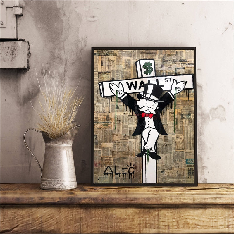 Wall Street Crucifix Monopoly Canvas Posters Prints Wall Art Broker Decor