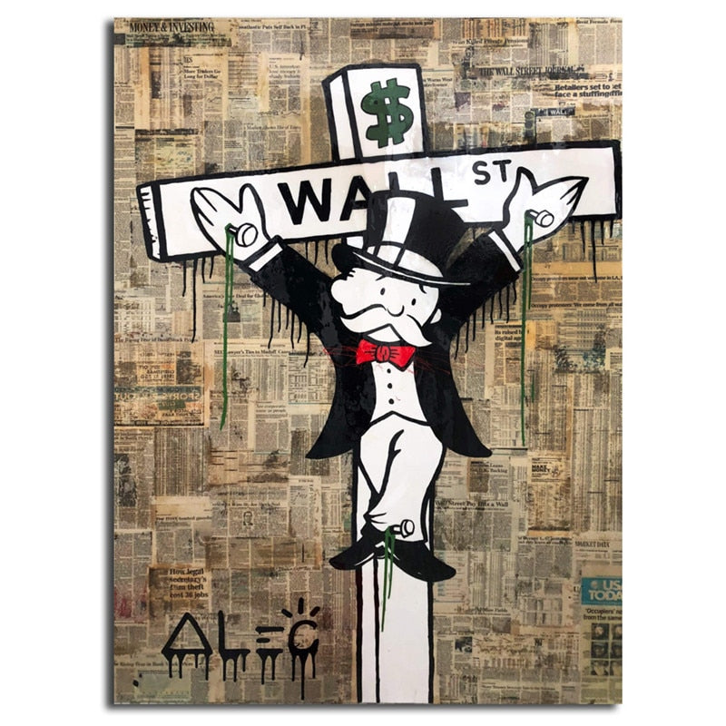 Wall Street Crucifix Monopoly Canvas Posters Prints Wall Art Broker Decor