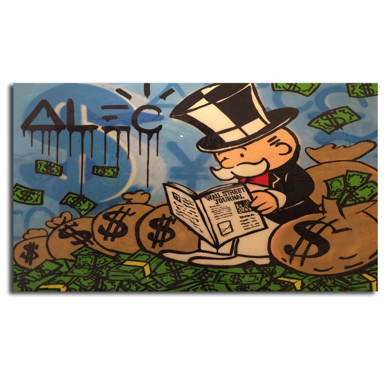 Sitting On The Money Graffiti Canvas Painting Print Bedroom Home Decor Modern Wall Art Oil Painting Poster Artwork