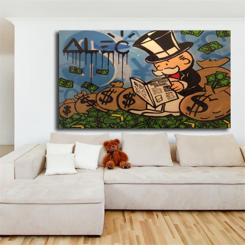 Sitting On The Money Graffiti Canvas Painting Print Bedroom Home Decor Modern Wall Art Oil Painting Poster Artwork