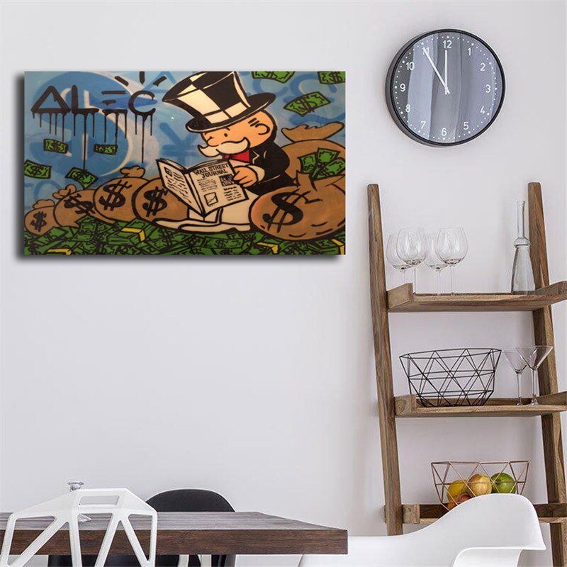 Sitting On The Money Graffiti Canvas Painting Print Bedroom Home Decor Modern Wall Art Oil Painting Poster Artwork