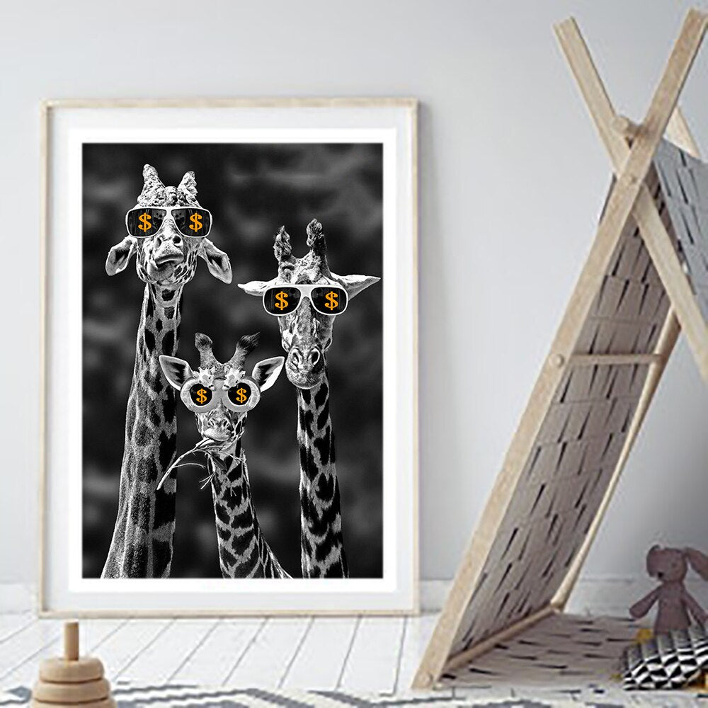 Giraffe Poster Print With Money Broker Decor