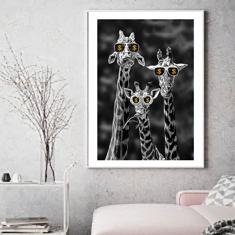 Giraffe Poster Print With Money Broker Decor