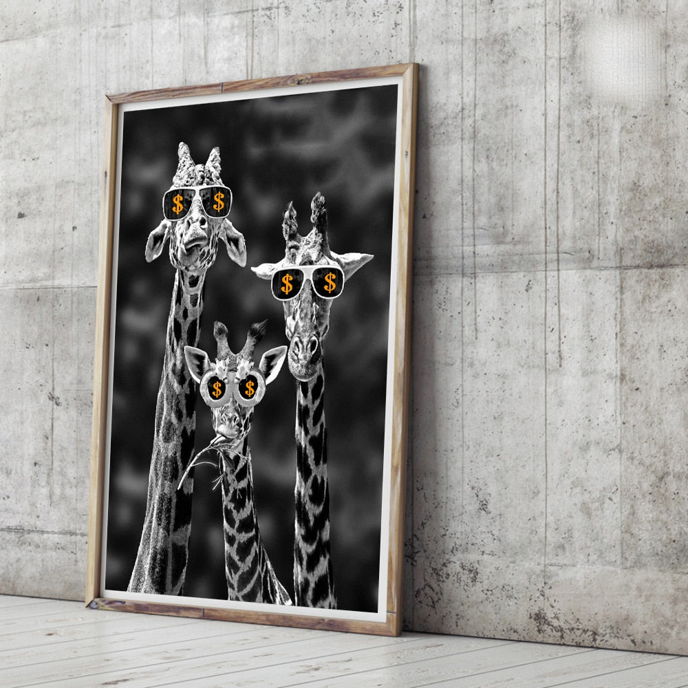 Giraffe Poster Print With Money Broker Decor