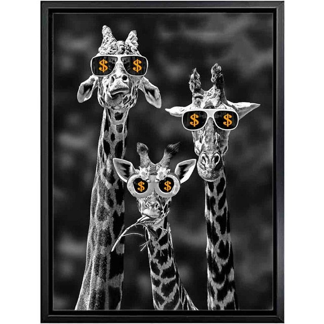 Giraffe Poster Print With Money Broker Decor
