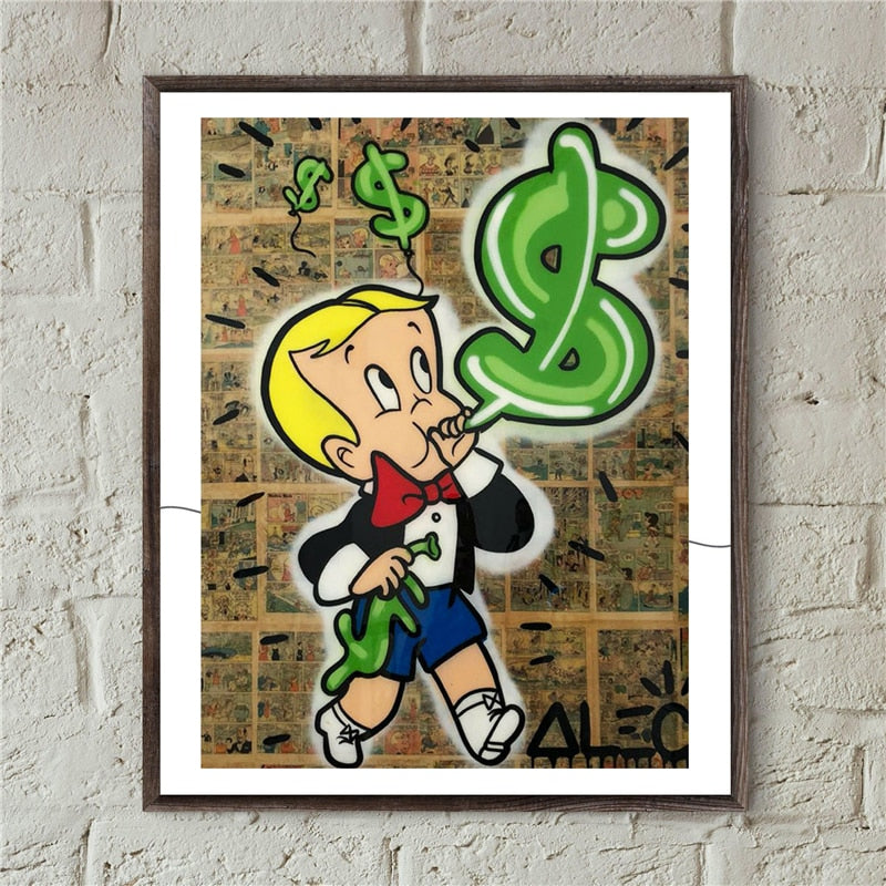 Monopoly Richie Rich Scrooge Dollars Canvas Painting Posters Graffiti Prints Wall Street Art Broker Decor
