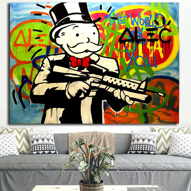 Scarface Monopolyingly Graffiti Paintings on Canvas