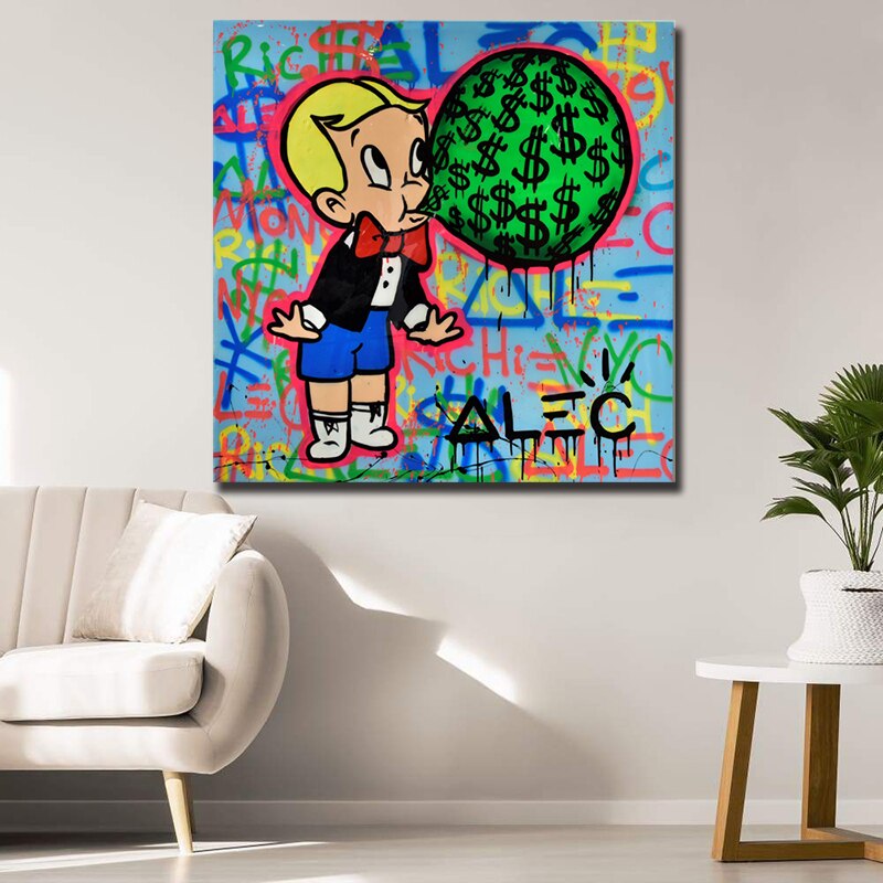 Alec Ritchie Rich office WALL art Money Drawing