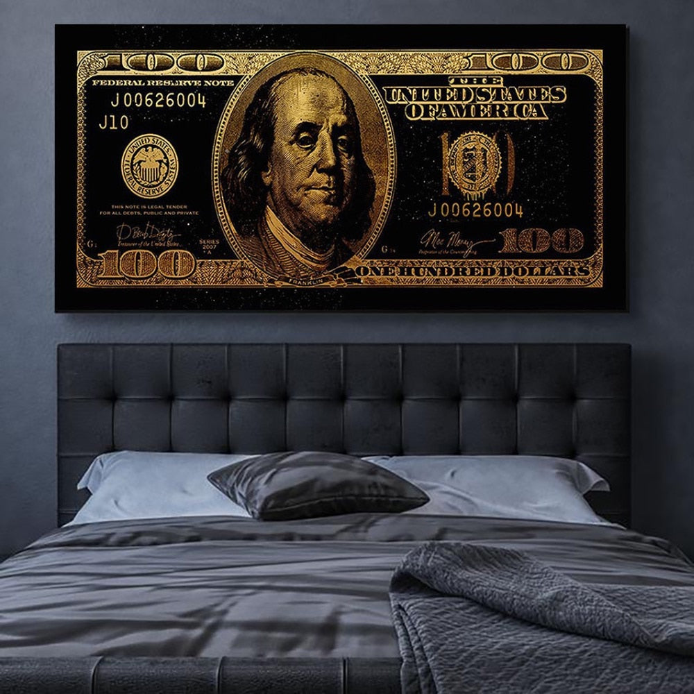 Money Canvas Prints Nordic Decoration Dollar Poster Art Pictures For Room Canvas Wall Gold Canvas Paintings Posters Prints