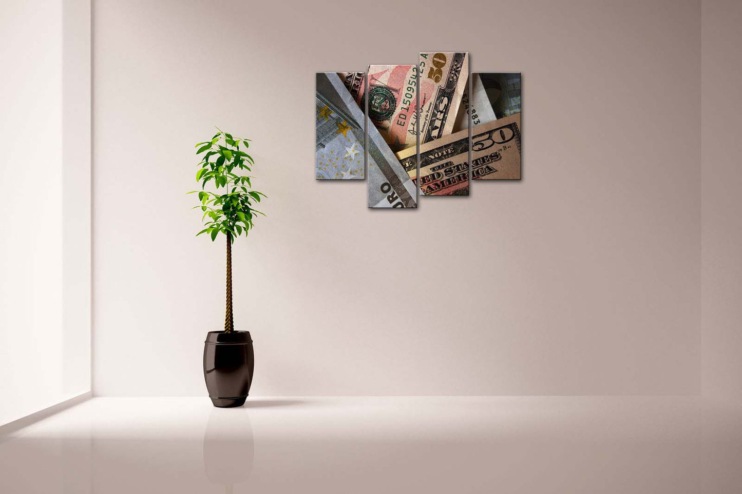 4 Panels Money Canvas Print Modern Art Poster No Frame For Living Room Home Office Decor