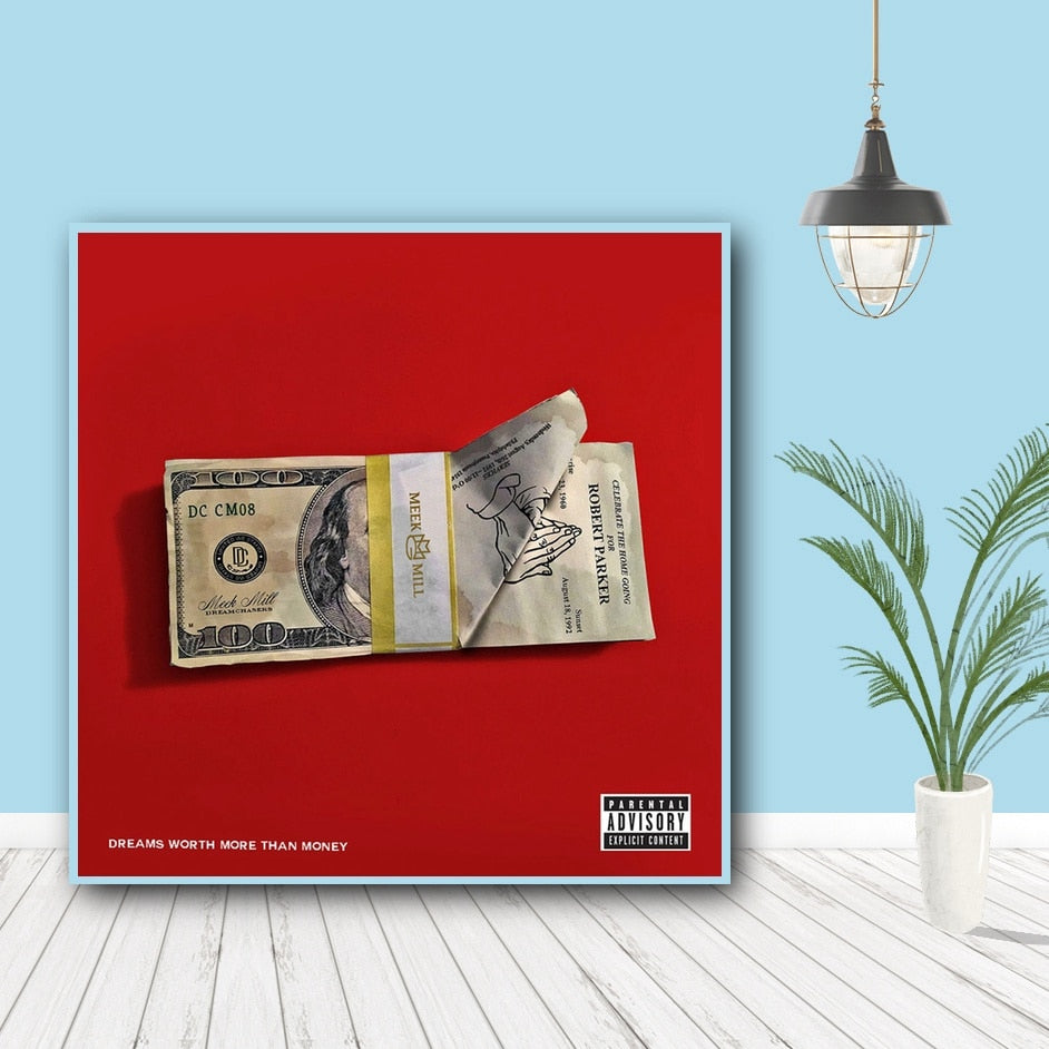 Meek Mill poster Drehttps://app.oberlo.com/import#ams Worth More Than Money music album Canvas Wall Pictures for Living Room No Frame