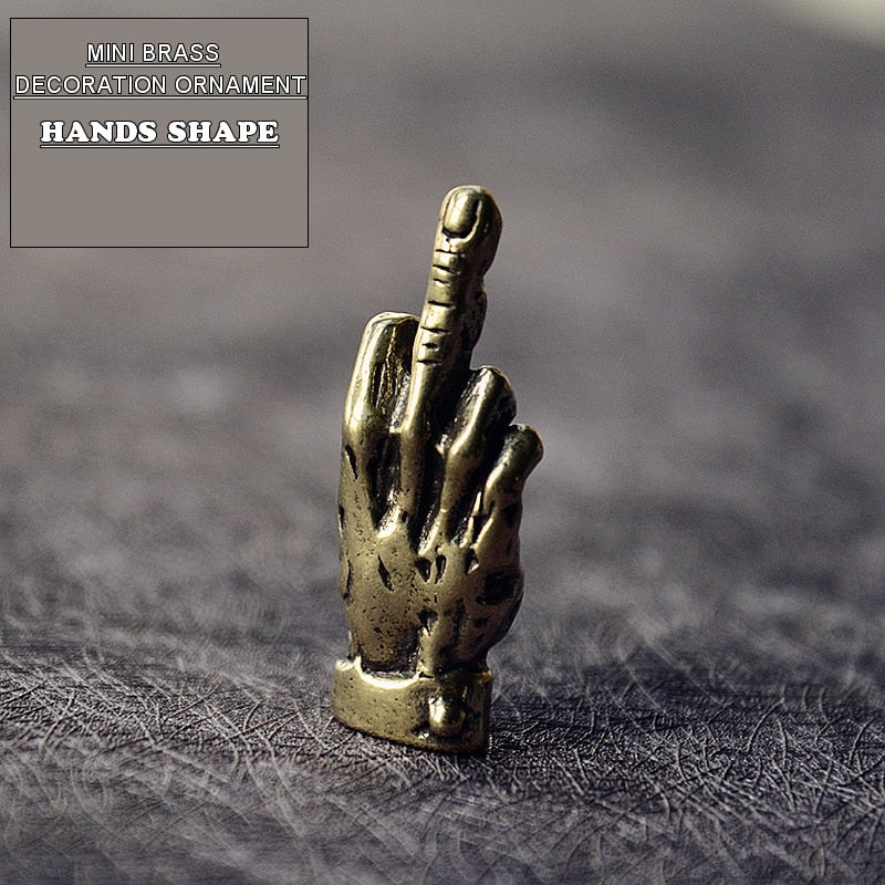 Mini Brass Hand middle Finger Up Statue funny Broker decor