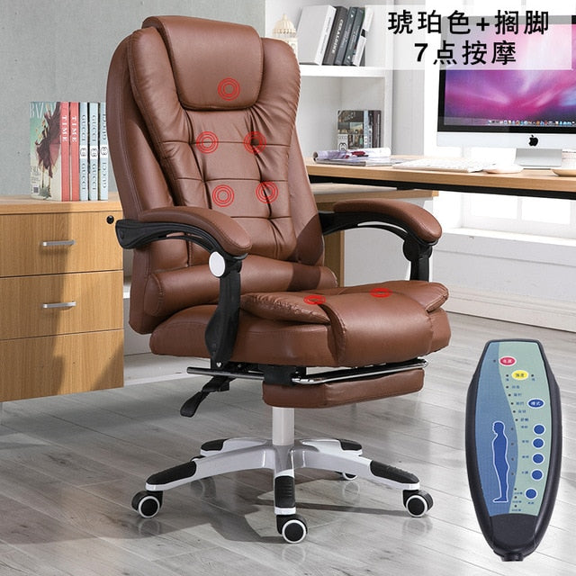 EU Household Work Office Lie Boss gaming Massage Footrest Lift Swivel Main Genuine Art computer game ergonomic leather Chair RU