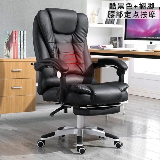 EU Household Work Office Lie Boss gaming Massage Footrest Lift Swivel Main Genuine Art computer game ergonomic leather Chair RU