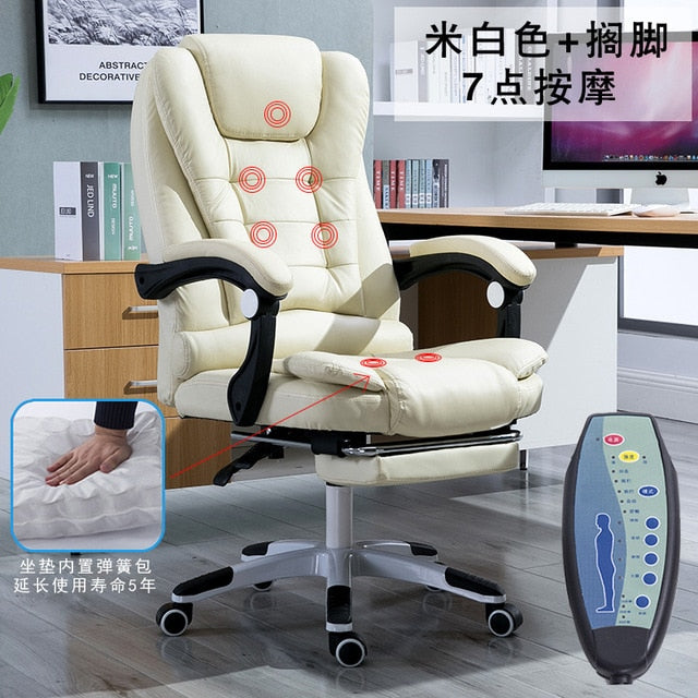 EU Household Work Office Lie Boss gaming Massage Footrest Lift Swivel Main Genuine Art computer game ergonomic leather Chair RU