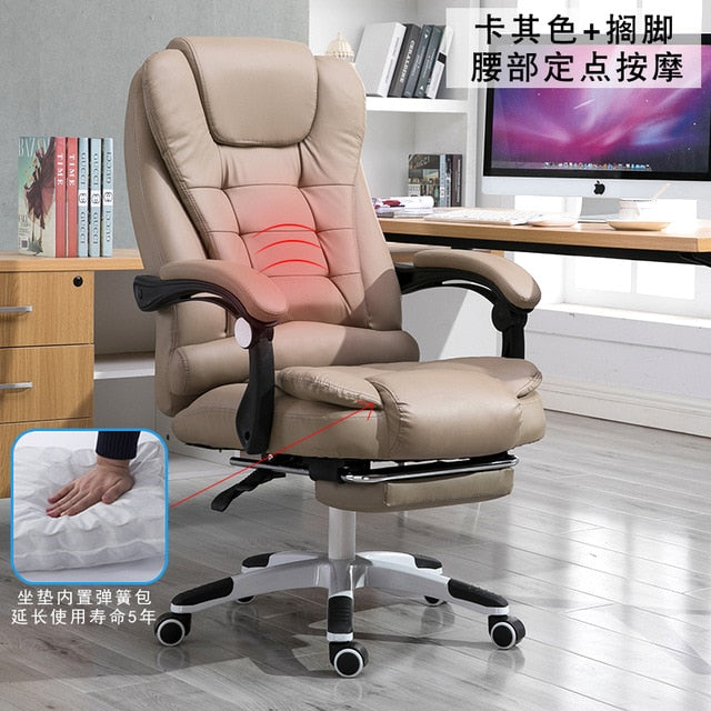 EU Household Work Office Lie Boss gaming Massage Footrest Lift Swivel Main Genuine Art computer game ergonomic leather Chair RU
