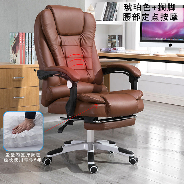 EU Household Work Office Lie Boss gaming Massage Footrest Lift Swivel Main Genuine Art computer game ergonomic leather Chair RU