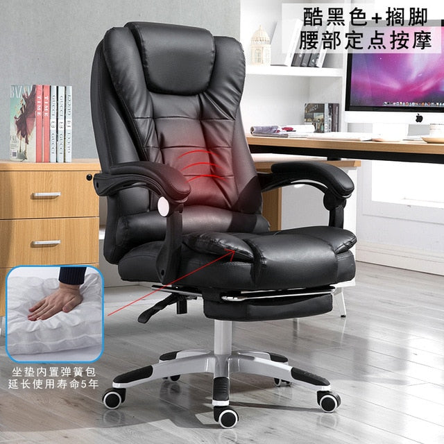 EU Household Work Office Lie Boss gaming Massage Footrest Lift Swivel Main Genuine Art computer game ergonomic leather Chair RU
