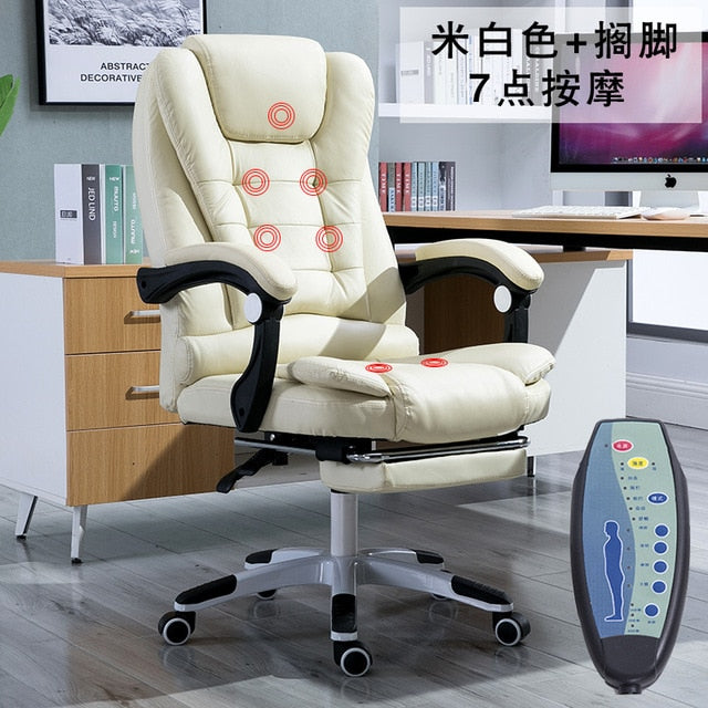 EU Household Work Office Lie Boss gaming Massage Footrest Lift Swivel Main Genuine Art computer game ergonomic leather Chair RU